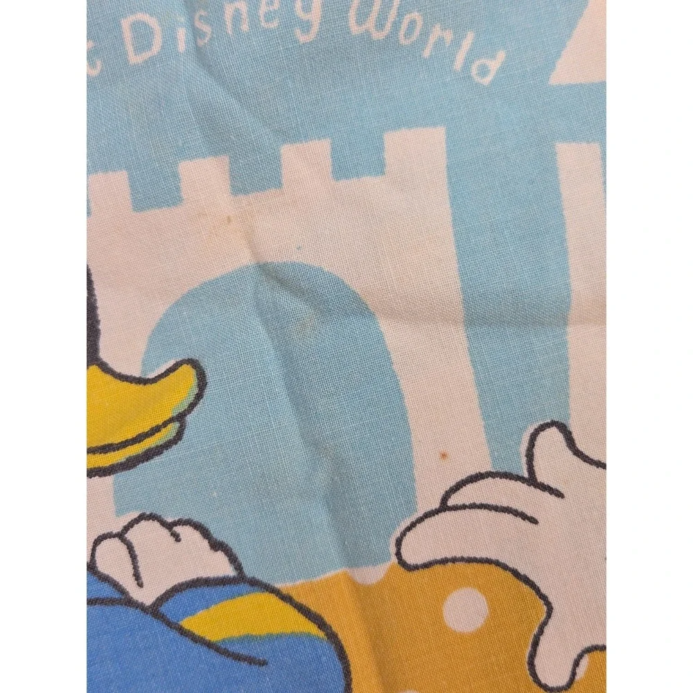 2 Vtg 70s Disney World Twin Flat Sheets Polka Dot Mickey Minnie Donald Pacific